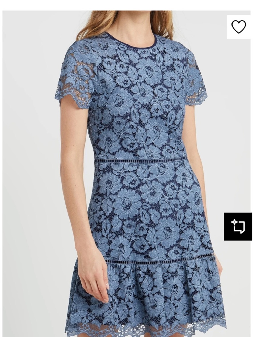 Ladies Blue Lace Fit-and-Flare Dress